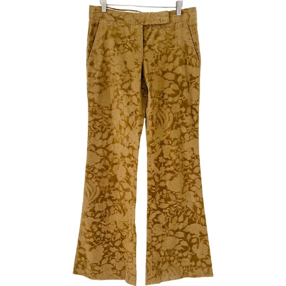 THEORY Jacquard Velvet Low Waisted Flare Leg Pants in Tan Size 6 - Picture 6 of 9